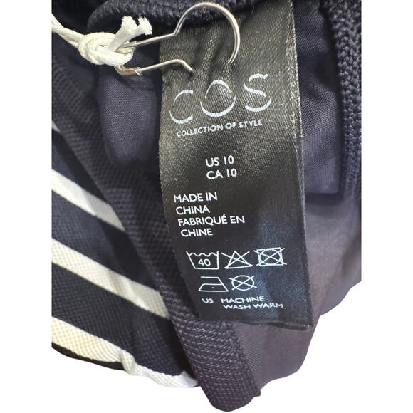 NWT COS Bikini Set Navy Top & Navy Striped Bottom Size US 10/12 - Picture 7 of 8